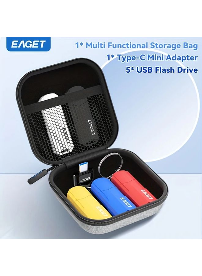 Eaget 16 جيجابايت محرك فلاش USB 2.0 محرك أقراص مصغر متعدد الألوان مع محول USB C وحقيبة تخزين - Image 1